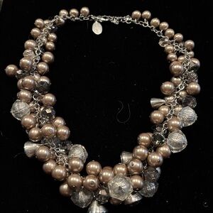 White House Black Market Pearl and Crystal Necklace